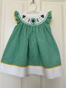 Vestido LIL CACTUS Calado Tréboles VERDE Cuadros Bebé Talla 6-12 M - Imagen 1 de 3