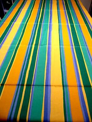 Tissu chintz rayures  jaunes , bleues et vertes      ( 90 X 390 cms ) - Photo 1/3