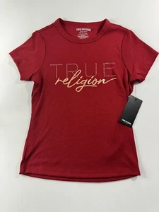 Tru Religion Women T-shirt Logo Red Size Medium NWT $59 - Picture 1 of 7