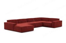 Sofa Stoff Wohnlandschaft Design Polstersofa Couch Samtstoff FORMENTA U Form