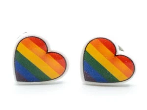 Heart Earrings Stud Miniblings Rainbow Love Pride Colourful Lgbtq + - Picture 1 of 4