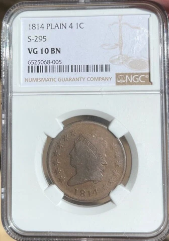1814 Classic Head large cent  NGC VG10   Freshly Graded Cover