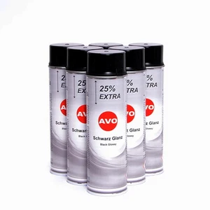 Lackspray schwarz glänzend Sprühlack 6 x 500ml Spraydose Autolack AVO A08004 - Bild 1 von 1