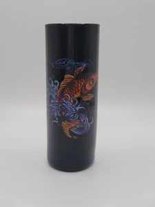 Koi Wave Double Shot Glass Shooter Ed Hardy by Christian Audigier Black Glass - Picture 1 of 12