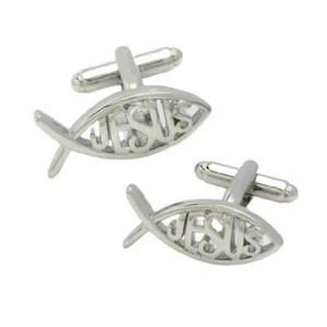 GEMELOS DE PEZ JESÚS Nacido de Nuevo Cristiano Ichthys Ichthus Símbolo Religioso NUEVO - Imagen 1 de 3