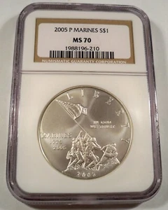 2005-P NGC MS70 SILVER DOLLAR MARINE CORPS COMMEMORATIVE 1775 - 2005 MS 70 S$1 - Picture 1 of 5