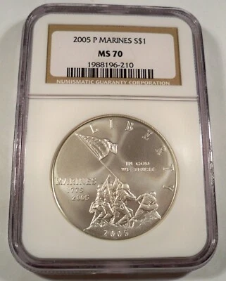 2005-P NGC MS70 SILVER DOLLAR MARINE CORPS COMMEMORATIVE 1775 - 2005 MS 70 S$1 - Image 1 of 4