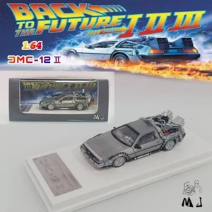 MJ DMC-12 DeLorean Back To The Future Time Machine Original Car Models Gift 1:64 - Foto 1 di 14