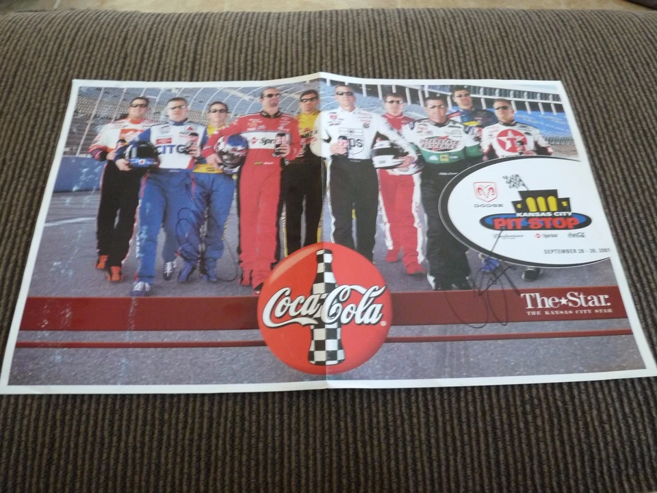 Kenny Wallace Bobby LaBonte Signed Auto Nascar 12"x19.5" Poster Photo Guaranteed - Image 1 of 3