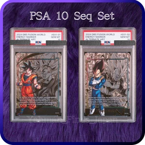 PSA 10 Goku Vegeta English Dragon Ball Fusion World Gold Energy Marker Set 2024 - Bild 1 von 2