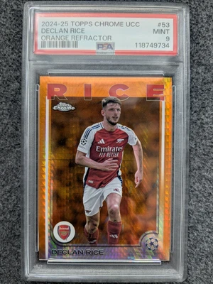 2024-25 TOPPS CHROME UEFA DECLAN RICE ORANGE PRISM REFRACTOR#53#D19/25 PSA 9 - Image 1 of 2