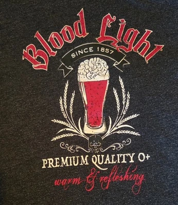 Camiseta BLOOD LIGHT Vampiro Cerveza Parodia Brote Luz Hombres Gráfico Halloween Talla L Foto 1 de 3