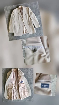 Chaps Sport Coat Black White Gingham Check Mens 42L 100% Cotton Blazer Jacket  - Image 1 of 4