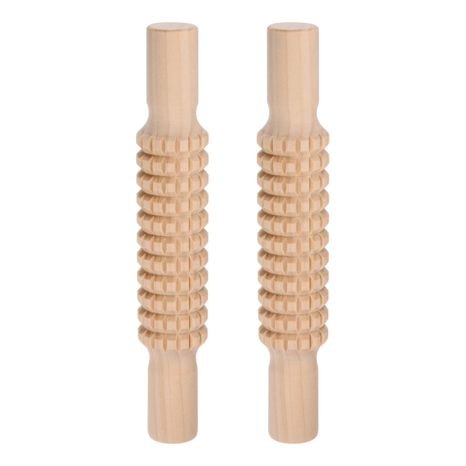 2Stk Holz Lehmrolle 8" Gitter Muster Modellieren Solid Holz Lehm Handroller - Bild 1 von 4