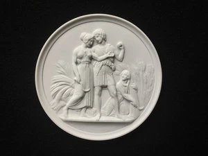 ROYAL COPENHAGEN - BING & GRONDAHL - Bas-relief en Porcelaine Biscuit « L’été » - Picture 1 of 8