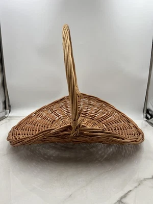 Cesta de mimbre tejida vintage grande redonda mango ovalado rústica boho decoración del hogar 22x18 Foto 1 de 4