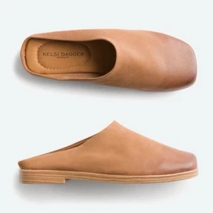 Kelsi Dagger Brooklyn Fox Marrón Warner Cuero Suave Mula 6.5 Sin Cordones Minimalista - Imagen 1 de 8