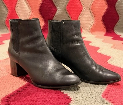 Calvin Klein Felda Mujer’s 8.5 Negro Cuero Botines Pull On Foto 1 de 4