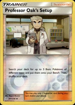 Pokemon Reverse Holo Professor Oak's Setup SM - Cosmic Eclipse 201/236 LP - Image 1 of 2