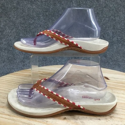 Sandalias Orthaheel para mujer 8 rojas tostadas chanclas tanga cuero puntera rayas Foto 1 de 4