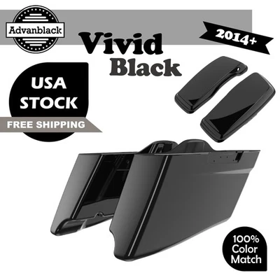 Vivid Black CVO Tapered Extended Saddlebag Bottoms Lids For Harley Touring 14+ - Изображение 1 из 4