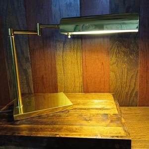 Vtg Brass MCM Art Deco Bankers Desk Lamp Adjustable Pharmacy Swing Style WORKS 2 - Picture 1 of 24