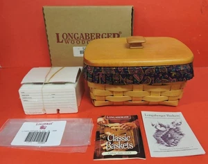 LONGABERGER ADDRESS BASKET 18546 W/2 PROTECTORS/FATHERS DAY LINER/NAME CARDS/LID - Picture 1 of 16