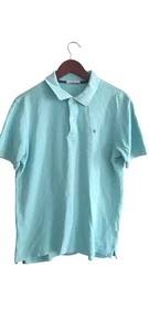 VTG CH Carolina Herrera Blue Cotton Pique Polo T-Shirt Turquoise Made Portugal M - Picture 1 of 10