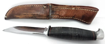 Case Knife XXX 366 Fixed 5-Inch VTG Blade USA Hunting Knife with Leather Sheath - Image 1 of 4
