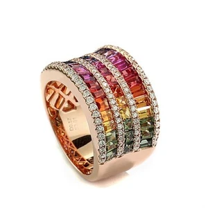 RAINBOW SAPHIR BRILLANT RING 4,78 CT 750 ROTGOLD WERT 15000 EURO NEU - Bild 1 von 3