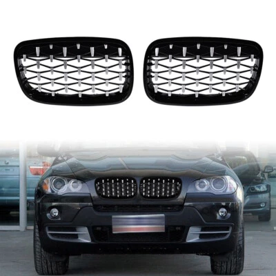 Gloss Black Front Kidney Diamond Grill Grille for BMW X5 E70 M Sport 2007-2013 — 第 1/4 张图片