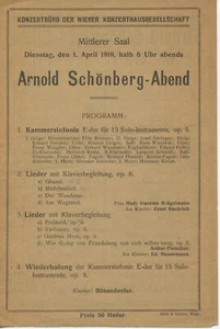 Arnold Schönberg-Abend. Wien, April 1, 1919. [Concert Program] - Picture 1 of 3