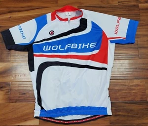 Wolfbike Cycling Jersey White Red And Blue Men’s Size Extra Large XL - Picture 1 of 6