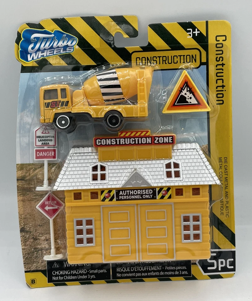 Action Team Toy Construction Set Includes Building Cement Mixer & Road Signs