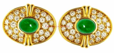 Natural Emerald & CZ Gemstone 925 Sterling Silver Gold Plated Men's Cufflinks #8 Foto 1 de 3