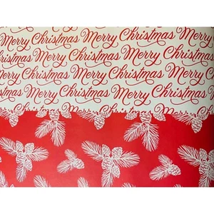 Hallmark Wrapping Paper Merry Christmas Pinecones Red Snowflakes 40 sq ft Roll - Picture 1 of 2