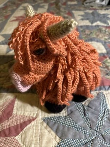 Amigurumi Highland Cow Coo New Handmade Crocheted  Color Is Rust  - Picture 1 of 9