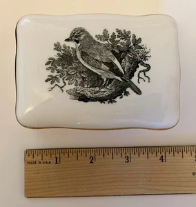 Trinket box, fine bone china, Crown, Staffordshire, England, Thomas Bewick art - Picture 1 of 4