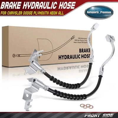 2 новых передних левых и правых тормозных гидравлических шланга для Chrysler Dodge Plymouth неоновые - Изображение 1 из 4