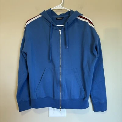 J.Lindeberg 男式连帽衫连帽套衫全拉链蓝色棉 S 码 — 第 1/4 张图片