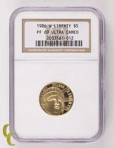 1986-W Liberty G$5 Gold Commemorative Graded by NGC as PF-69 Ultra Cameo - Picture 1 of 4