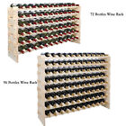 72/96 Bottles Wine Rack Holder Stackable Storage Wood Display Shelves 6/8 Tiers 