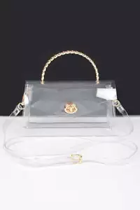 Top Handle Clear Stadium Bag Transparent PVC Compact Lightweight Design - Picture 1 of 7