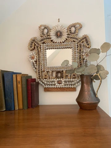 Vintage Handmade Shell Mosaic Aloha Mirror Cover