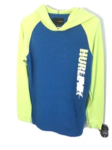 Kids Hurley Sweatshirt Sweater Size XL Blue Neon Green Waffle Hoodie Boy’s Hoody - Picture 1 of 7