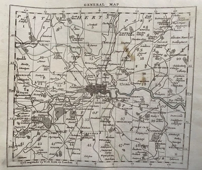 Антикварная карта 1880 г.; окрестности Лондона / общая карта - Изображение 1 из 2