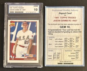 1991 Topps Traded Jason Giambi Baseball Card #45T Athletics 3B Graded PGA 10