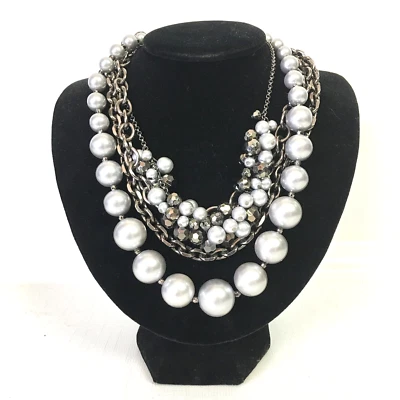 Collar Robert Rose Cuentas Multi Hilo Plata Tono Peltre Eslabón Declaración Foto 1 de 4