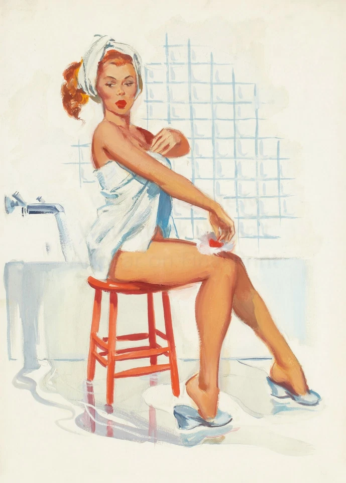 JOYCE BALLATYNE Pin-Up Poster or Canvas Print "Overflowing Bathtub" Sexy Girl - Image 1 of 1