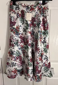 Elegant Bias Cut Flippy Skirt Flower Pinks Eastex Satin 14 Lined - Picture 1 of 3